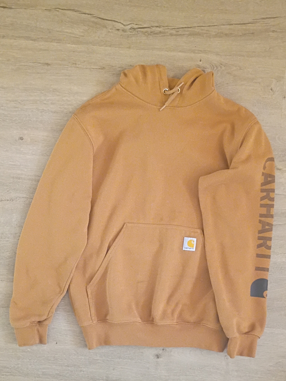 Carhartt Men's Carhartt Brown Duck Hooded Pullover with Logo Sleeve